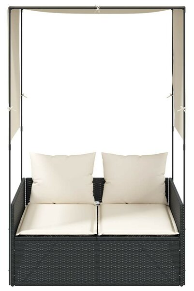 VidaXL Dupla Napozóágy - Polyrattan - Bézs - 118x110x187cm
