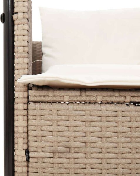 VidaXL Dupla Napozóágy - Polyrattan - Bézs - 118x110x187cm