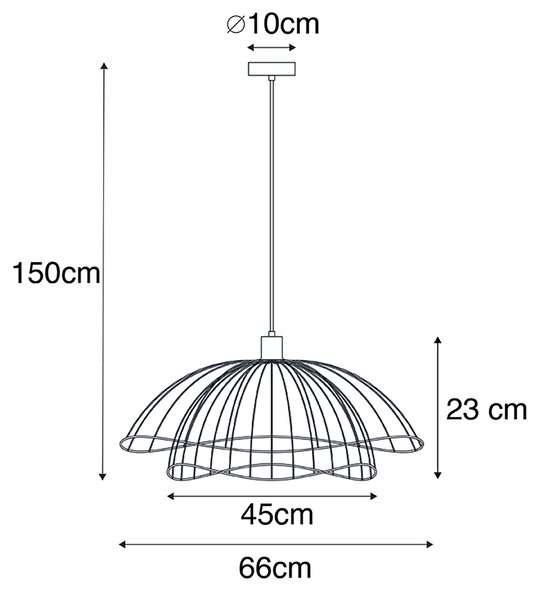 Okos függőlámpa fekete 66 cm, Wi-Fi-vel, G95 - Pua