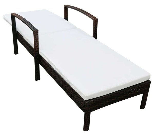 VidaXL Napozóágy - Barna Polyrattan - 195cm