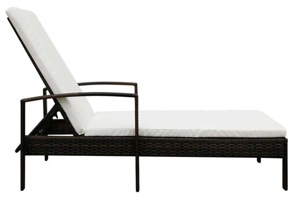 VidaXL Napozóágy - Barna Polyrattan - 195cm