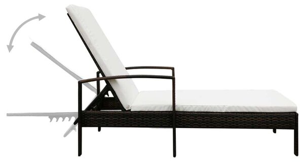 VidaXL Napozóágy - Barna Polyrattan - 195cm