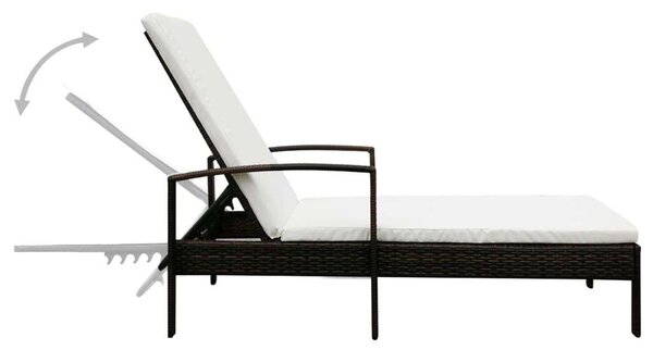 VidaXL Napozóágy - Barna Polyrattan - 195cm