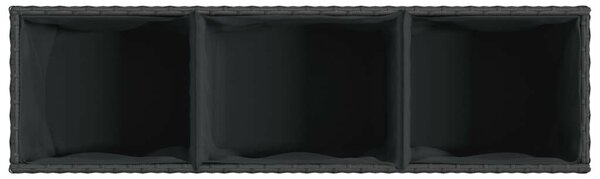 2 db fekete polyrattan növénytartó kerékkel 107x32x38 cm