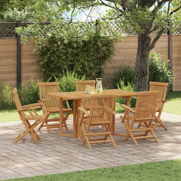 VidaXL Kert étkező szett 7 pcs Barna 150 x 90 x 75 cm Tömör tíkfa