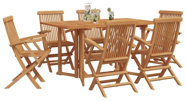 VidaXL Kert étkező szett 7 pcs Barna 150 x 90 x 75 cm Tömör tíkfa