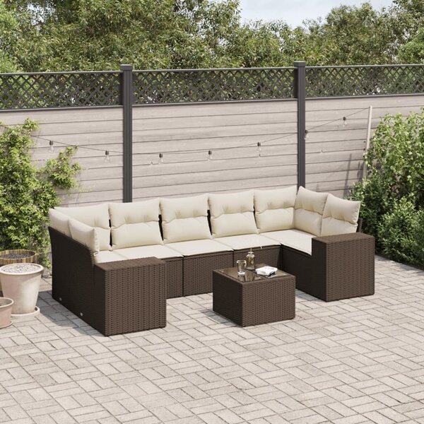 VidaXL 8 részes barna polyrattan kerti ülőgarnitúra párnákkal