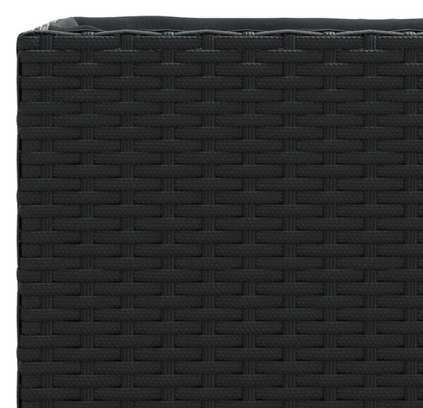 2 db fekete polyrattan növénytartó kerékkel 107x32x38 cm