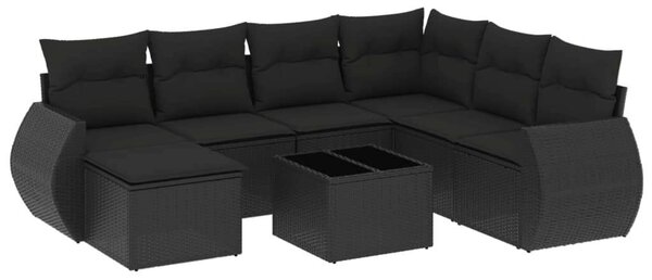 VidaXL Polyrattan Kerti Ülőgarnitúra - 8 részes - Fekete