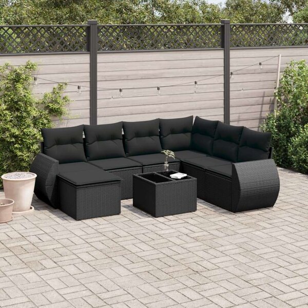VidaXL Polyrattan Kerti Ülőgarnitúra - 8 részes - Fekete