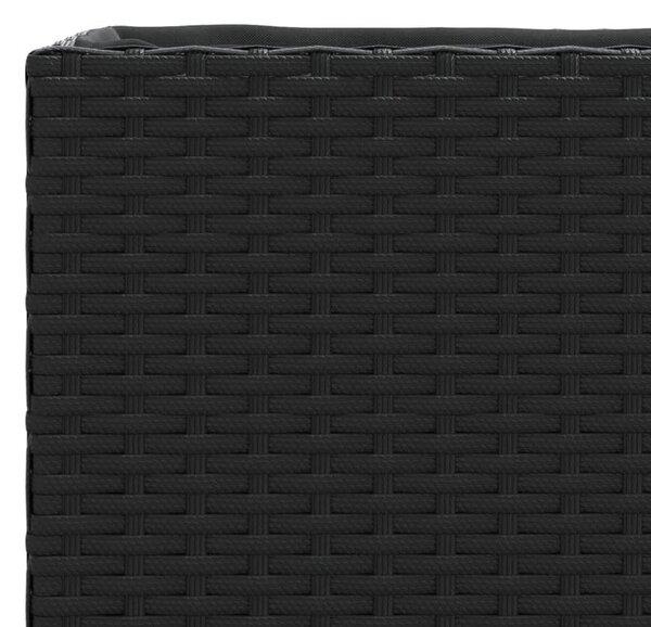 Fekete polyrattan növénytartó kerékkel/3 cseréppel 107x32x38 cm