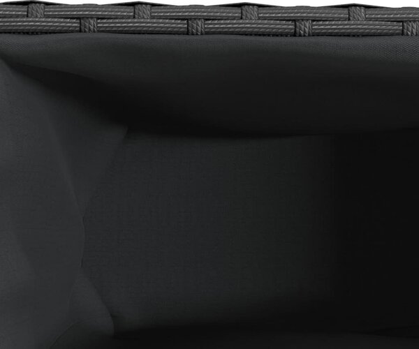 Fekete polyrattan növénytartó kerékkel/3 cseréppel 107x32x38 cm
