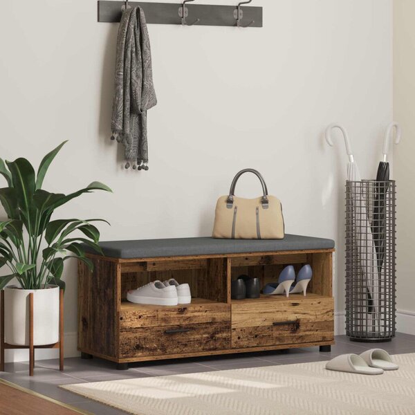 Előtér pad Öreg fa 100 x 38 x 46 cm Műanyag Fa és Szövet