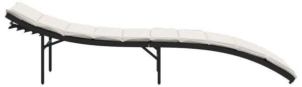 VidaXL Napozóágy - Polyrattan - Fekete - 199cm