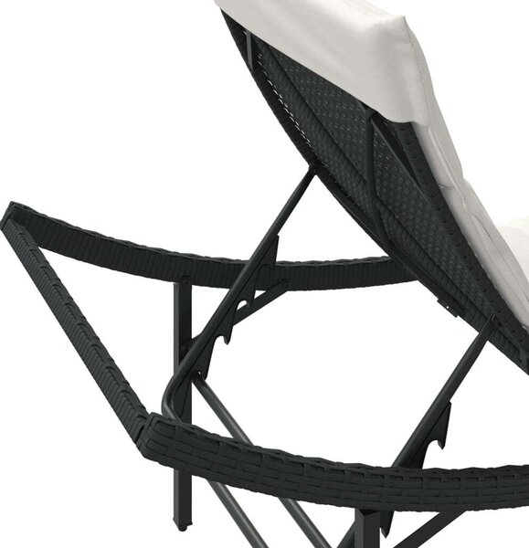 VidaXL Napozóágy - Polyrattan - Fekete - 199cm