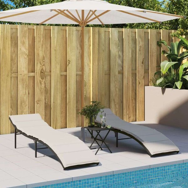 VidaXL Napozóágy - Polyrattan - Fekete - 199cm