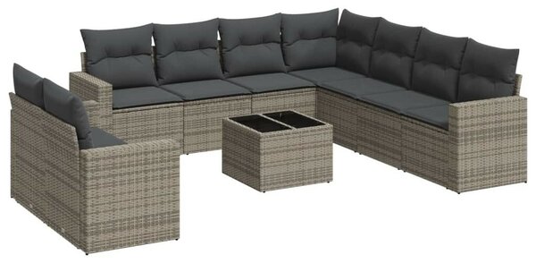 VidaXL Polyrattan Kerti Ülőgarnitúra - 10 részes - Szürke