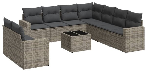 VidaXL Polyrattan Kerti Ülőgarnitúra - 10 részes - Szürke