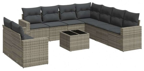 VidaXL Polyrattan Kerti Ülőgarnitúra - 10 részes - Szürke