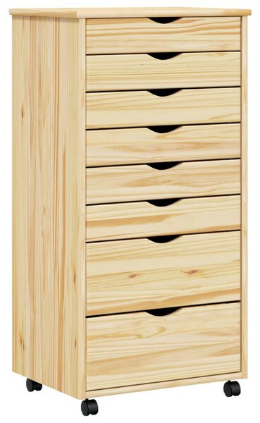 Görgős szekrény fiókokkal MOSS 53 x 39 x 103 cm Tömör fenyőfa