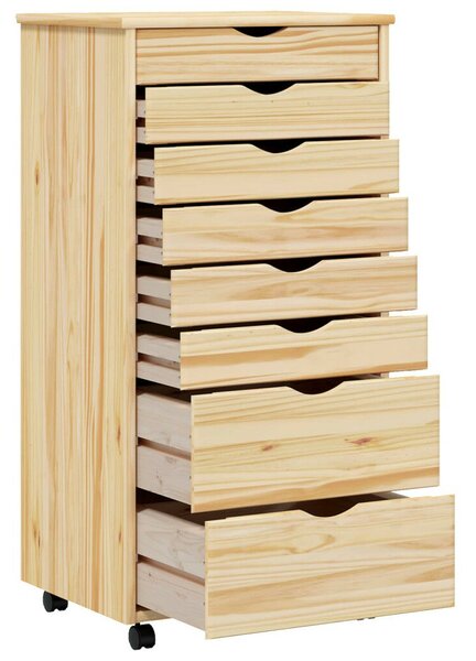 Görgős szekrény fiókokkal MOSS 53 x 39 x 103 cm Tömör fenyőfa