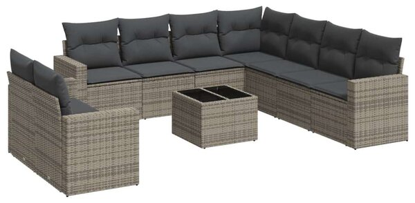 VidaXL Polyrattan Kerti Ülőgarnitúra - 10 részes - Szürke