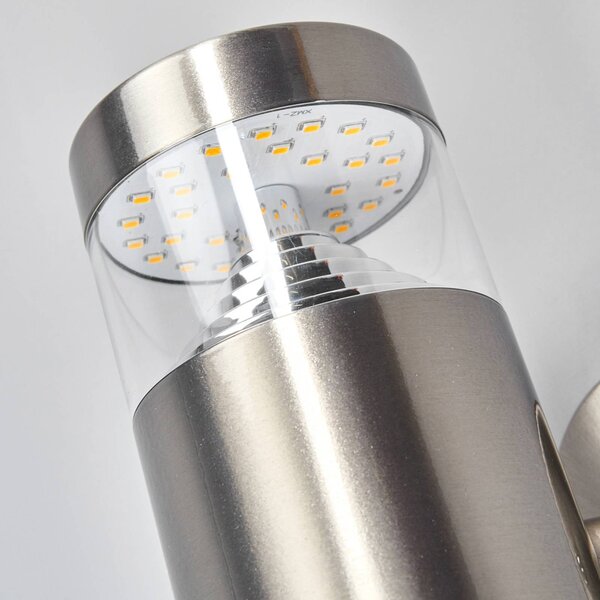 Lindby LED kültéri fali világítás Lanea, 21 cm, rozsdamentes acél, IP44, Alu / szürke / cink, Rozsdamentes acél, Modern