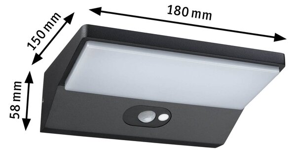 Paulmann House LED fali lámpa érzékelő 15 cm, Fekete, Alumínium, Modern