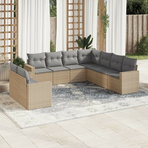 VidaXL Polyrattan Kerti Ülőgarnitúra - 9 részes - Bézs