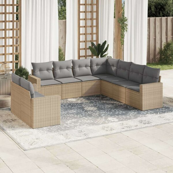 VidaXL Polyrattan Kerti Ülőgarnitúra - 9 részes - Bézs