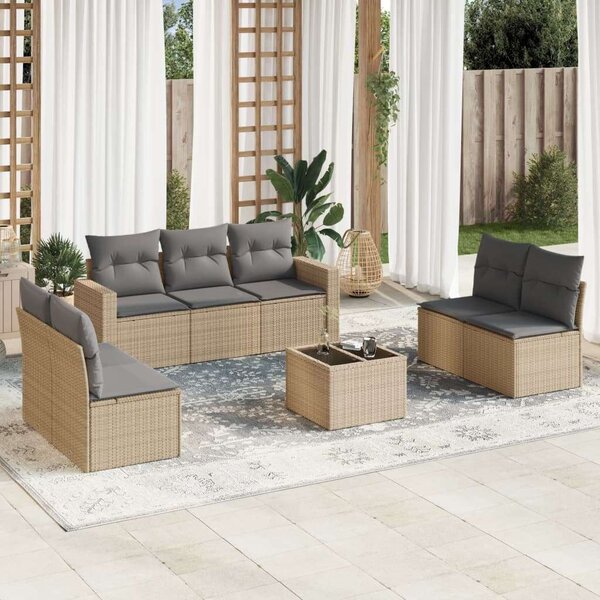 VidaXL Polyrattan Kerti Ülőgarnitúra - 8 részes - Bézs