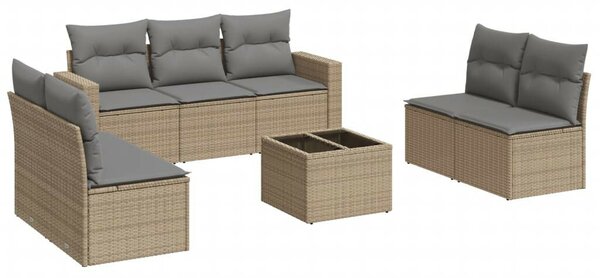 VidaXL Polyrattan Kerti Ülőgarnitúra - 8 részes - Bézs