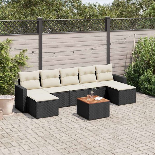 VidaXL Polyrattan Kerti Ülőgarnitúra - 8 részes - Fekete