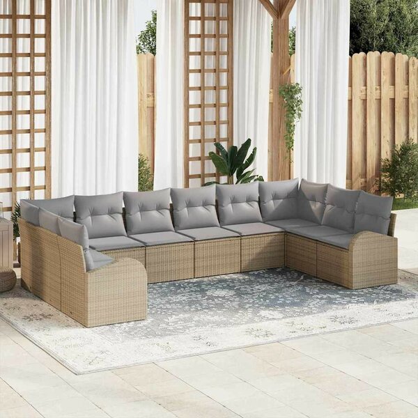 Kerti Kanapé Szett párnával 10 pcs Beige és Világosszürke