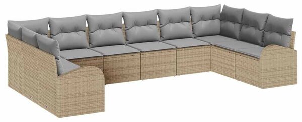 Kerti Kanapé Szett párnával 10 pcs Beige és Világosszürke