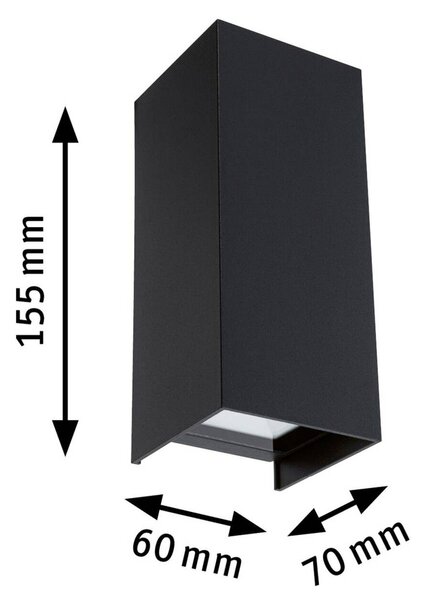 Paulmann Flame kültéri fali 2 izzós 15,5cm antr., Fekete, Alumínium, Modern