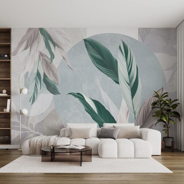 Fotótapéta Modern és absztrakt geometrikus texturális kompozíció részletes levelekkel a zöld,, Természet fotótapéta, w08741v1 : Uwalls.hu