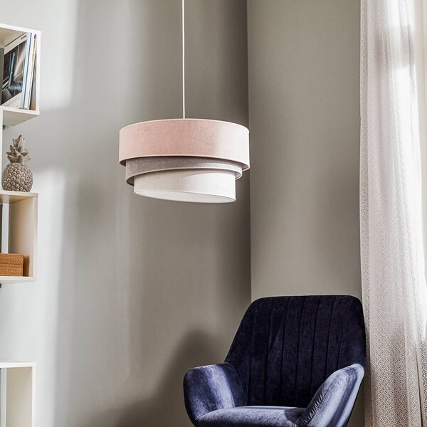 Duolla Lógó világítás Pastell Trio rózsaszín/szürke/világosszürke, dimmelhető, Lila / pink / rózsaszín, Nappali / Étkező, Textil / szövet / selyem, Modern