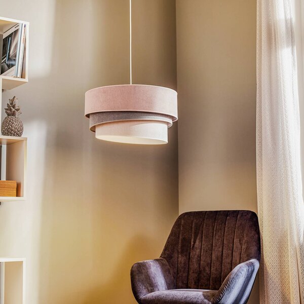 Duolla Lógó világítás Pastell Trio rózsaszín/szürke/világosszürke, dimmelhető, Lila / pink / rózsaszín, Nappali / Étkező, Textil / szövet / selyem, Modern