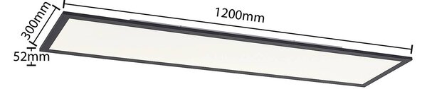 Lindby Nelios LED panel, 120 x 30 cm, 4000K, fekete, fém, Fekete, Konyha, Alumínium, Modern