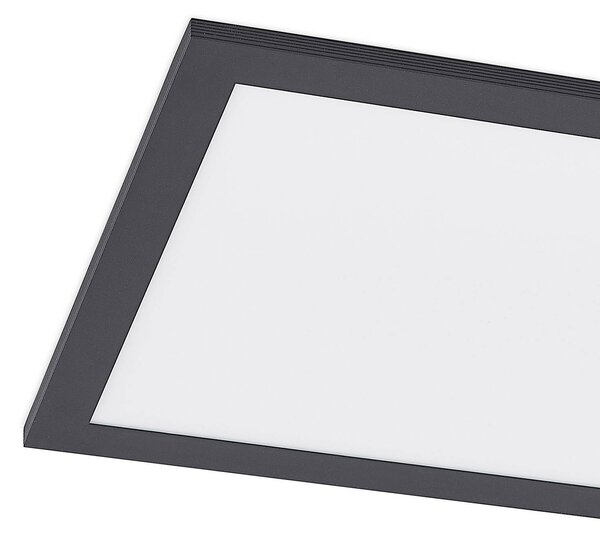 Lindby Nelios LED panel, 120 x 30 cm, 4000K, fekete, fém, Fekete, Konyha, Alumínium, Modern