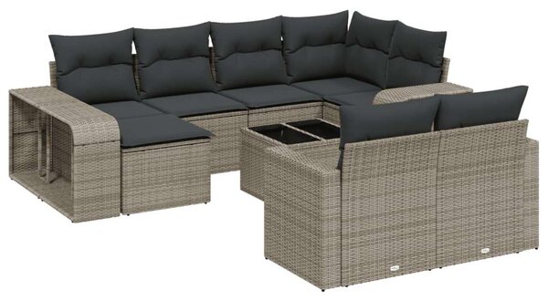 VidaXL Polyrattan Kerti Ülőgarnitúra - 11 részes - Szürke