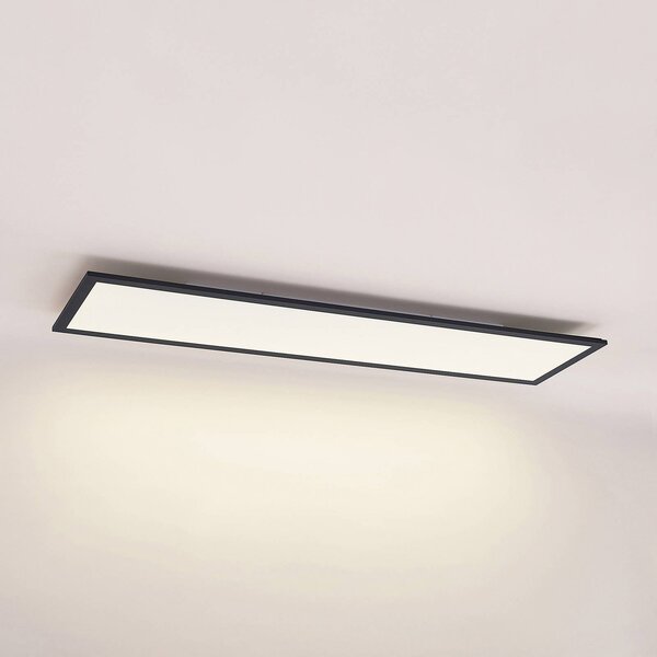 Lindby Nelios LED panel, 120 x 30 cm, 4000K, fekete, fém, Fekete, Konyha, Alumínium, Modern