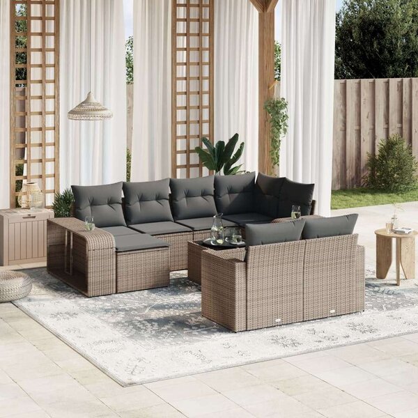 VidaXL Polyrattan Kerti Ülőgarnitúra - 11 részes - Szürke