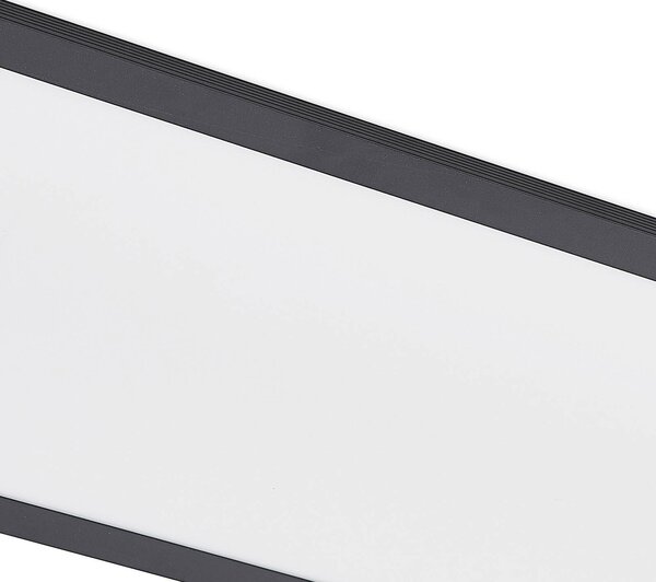Lindby Nelios LED panel, 120 x 30 cm, 4000K, fekete, fém, Fekete, Konyha, Alumínium, Modern