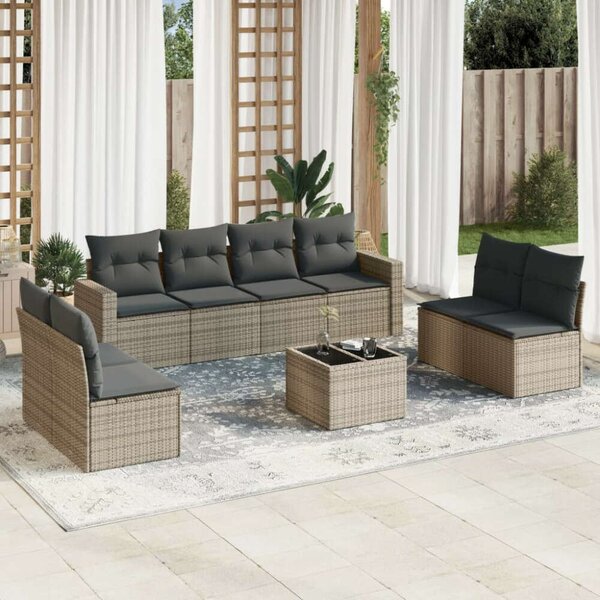 VidaXL Polyrattan Kerti Ülőgarnitúra - Bézs - 9 részes