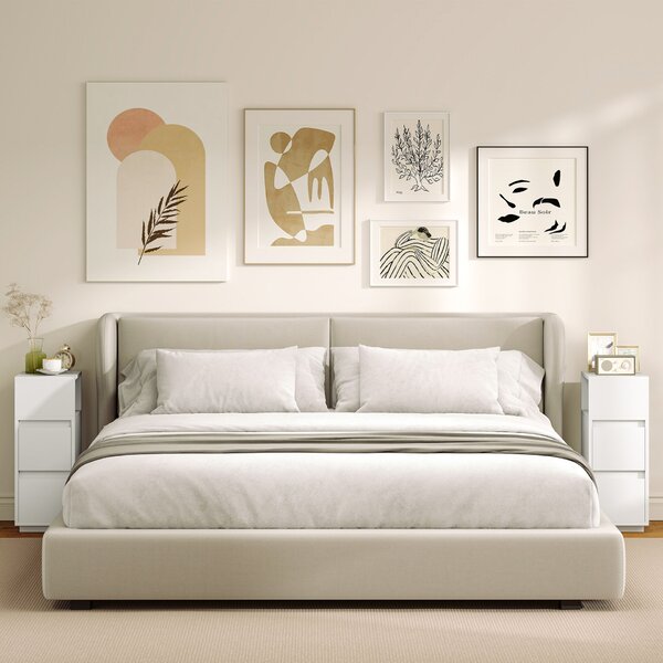 HOMCOM Set de 2 noptiere cu 2 sertare și raft deschis, moderne și compacte, 25x30x65 cm, alb