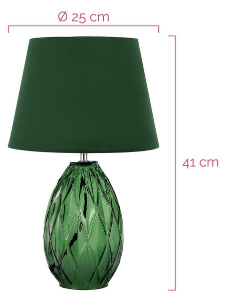 Pauleen Crystal Velvet lámpa üveg aljzattal, Zöld, Nappali / Étkező, Üveg, Modern