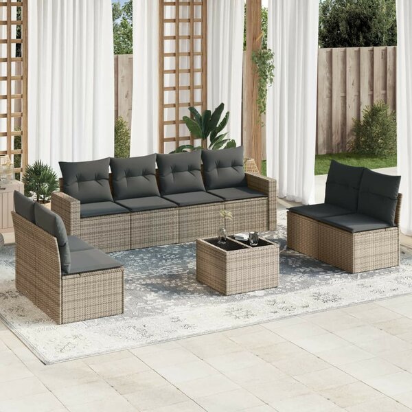 VidaXL Polyrattan Kerti Ülőgarnitúra - Bézs - 9 részes