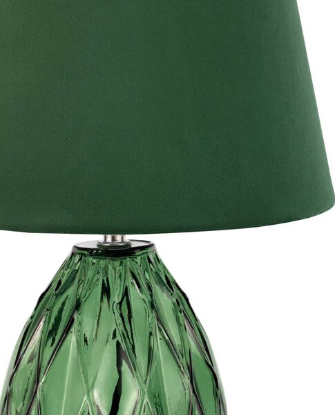 Pauleen Crystal Velvet lámpa üveg aljzattal, Zöld, Nappali / Étkező, Üveg, Modern